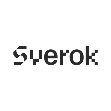 Sveroks logga, svart pixlig text med ordet Sverok